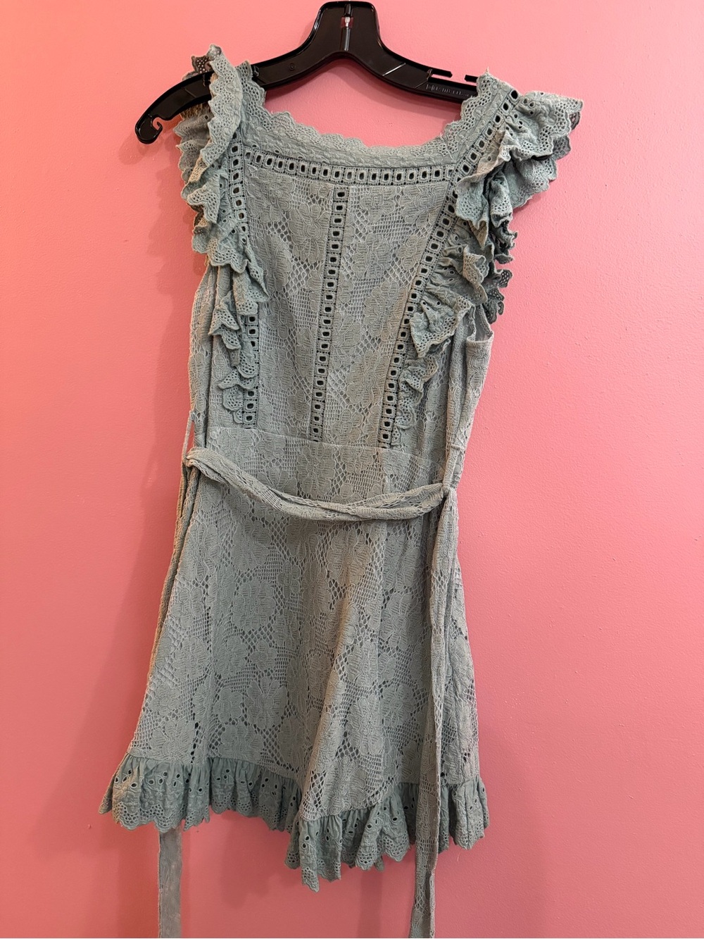Indikah teal lace dress with ruffles